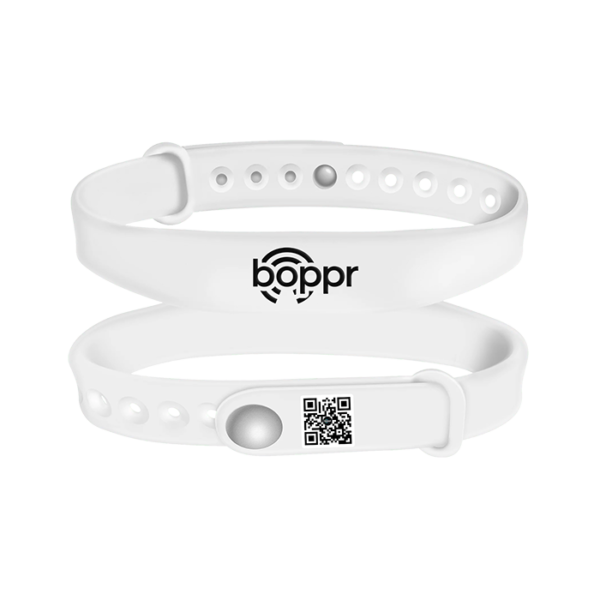 White Boppr Wristband Business Card